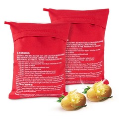OBTANIM 2 Pack Microwave Potato Bag Reusable Baked Pouch One Size, Red