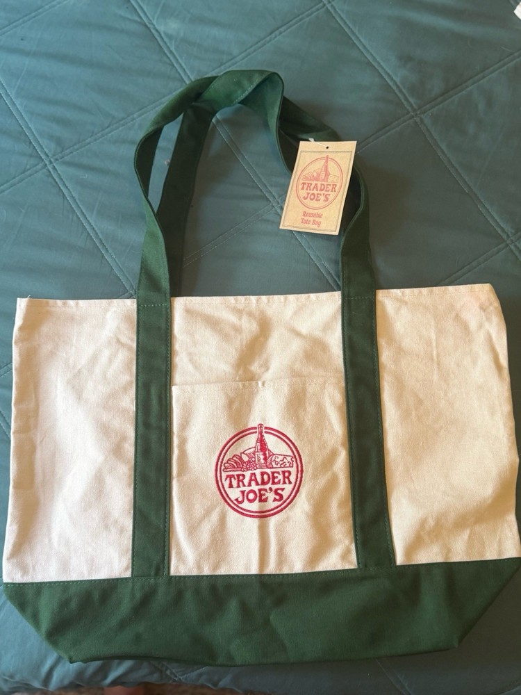Trader Joe’s Canvas Reusable Shopping Dark green 20x6x12in Large Toteu