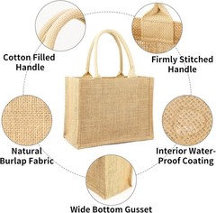 Versatile 3-Pc Burlap Tote Bags – Ideal for Weddings, Markets, and DIY Crafts