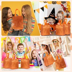 80 PCS Gift Bags Set Reusable Glossy Tote Handles 10x8x4.7 Inch Orange