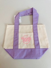 TIK TOK FAMOUS TRADER JOE’S PASTEL SPRING MINI CANVAS TOTE BAG LIGHT PURPLE