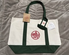 Trader Joe’s Bag Canvas Reusable Heavy Cotton Basic Style Hunter Green Large