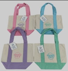 Trader Joe’s Mini Pastel Canvas Tote Bags Set of 4 (Pink, Lavender, Green, Blue)