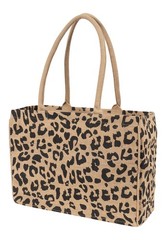 Jute Market Tote Bag With Handles Leopard Print Reusable Shopping Grocery