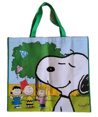 PEANUTS Extra Large Green Reusable SNOOPY Tote Bag with Handle NWOT! Free Ship!