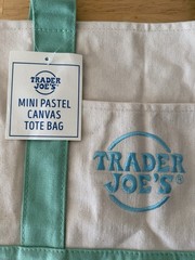 Trader Joe’s Mini Pastel Foldable Canvas Tote Bag Beige Mint Green Small