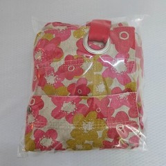 Canvas Tote Bag Floral Pink Yellow Pockets Hippie Boho Mod Beach Shopping Casual