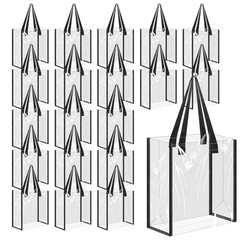 12 PCS 12×12 Inch Clear Tote Bags Transparent PVC Shoulder Handbag Stadium