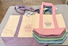 Trader Joe’s Mini Pastel Canvas Tote Bags (4-Piece Set + Large Lavender Tote)