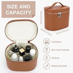 YFGBCX Makeup Bag Vanity Case with Removable Divider Travel Toiletry Brown