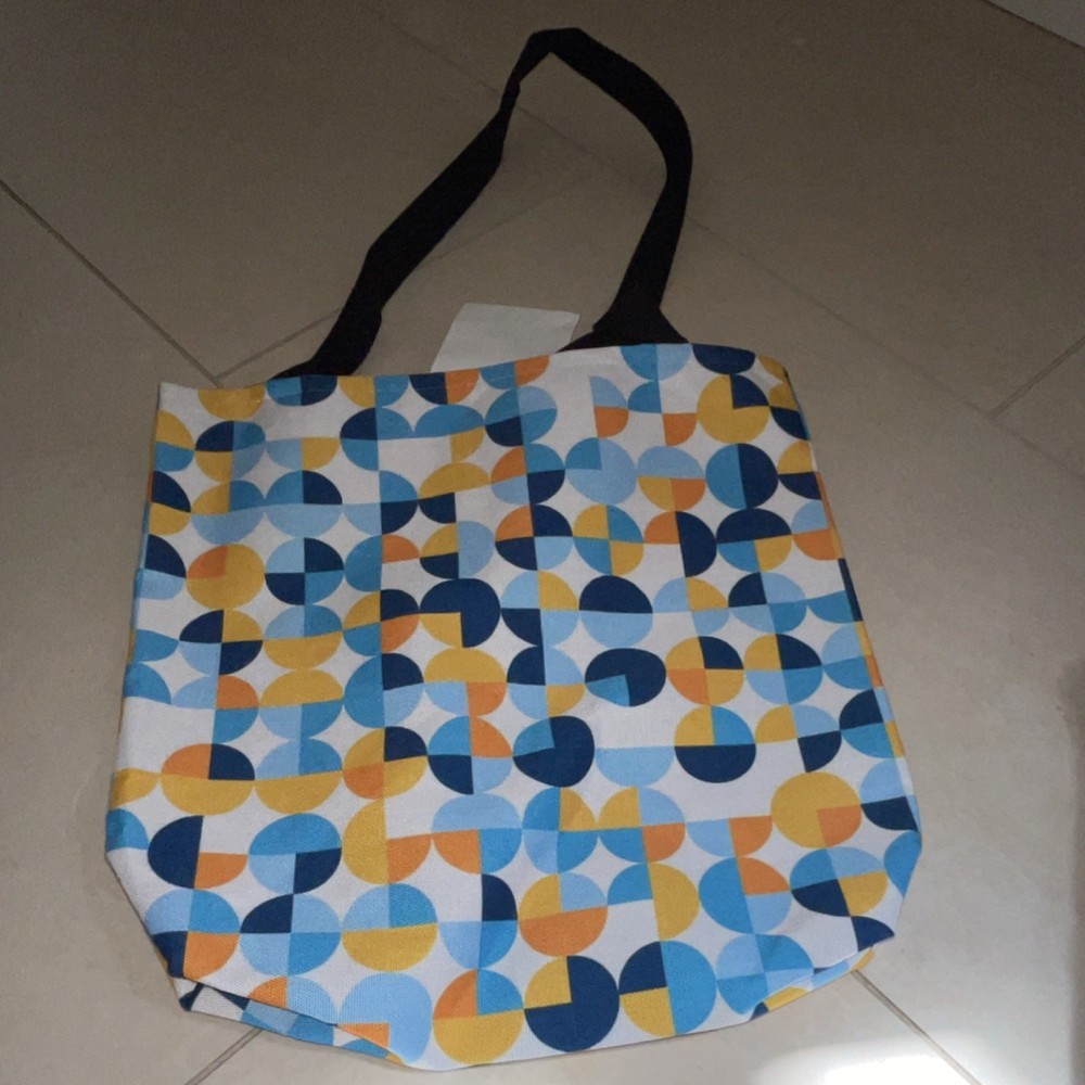 Geometric Pattern Multicolor Foldable Canvas Reusable Shopping Bag Modern Style