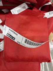 PLANTERING Carrier bag, light brown/red, 45×36 cm Ikea 60563596 / 605.635.96