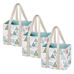 3 PCS 6 Gallon Pastel Forest Heavy Duty Reusable Grocery Shopping Tote Bags