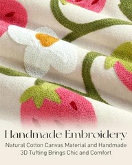 Embroidery Canvas Tote Bag for Women – Reusable Totes with Strawberry Flower