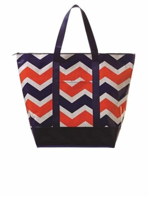 Toss Designs Bella High Tide Chevron Blue Orange Monkey Tote Bag Beach Shopper