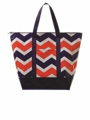 Toss Designs Bella High Tide Chevron Blue Orange Monkey Tote Bag Beach Shopper