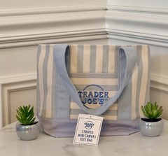 💙 Trader Joe’s Mini Pastel Stripe Canvas Tote Bag, Set Of 4, Ship Today!