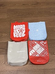 Lululemon Small Lot of 4 Reusable Shopping Tote Bags ❤️ Red 🩶 Gray 💙 Blue NEW