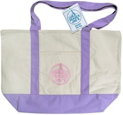 trader joe’s canvas reusable shopping bags foldable beige purple set