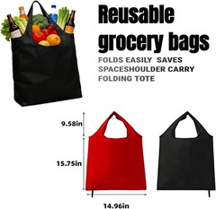 Reusable Grocery Bags Foldable Shopping Tote 10 Pack 10 Colors Packable W/