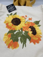 Sunflower Reusable Canvas Shopping Bag Handcrafted In India NWT