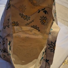 Reusable Canvas Shopping Bag Foldable Adjustable Strap Inner Pocket Floral Print