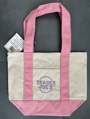 Trader Joe’s Mini Pastel Canvas Tote Bag Delicate Pink Limited Ed. NEW WITH TAGS