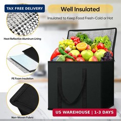 BALEINE 2Pk Insulated Reusable Grocery Bags, Collapsible Cooler Bag for Grocerie