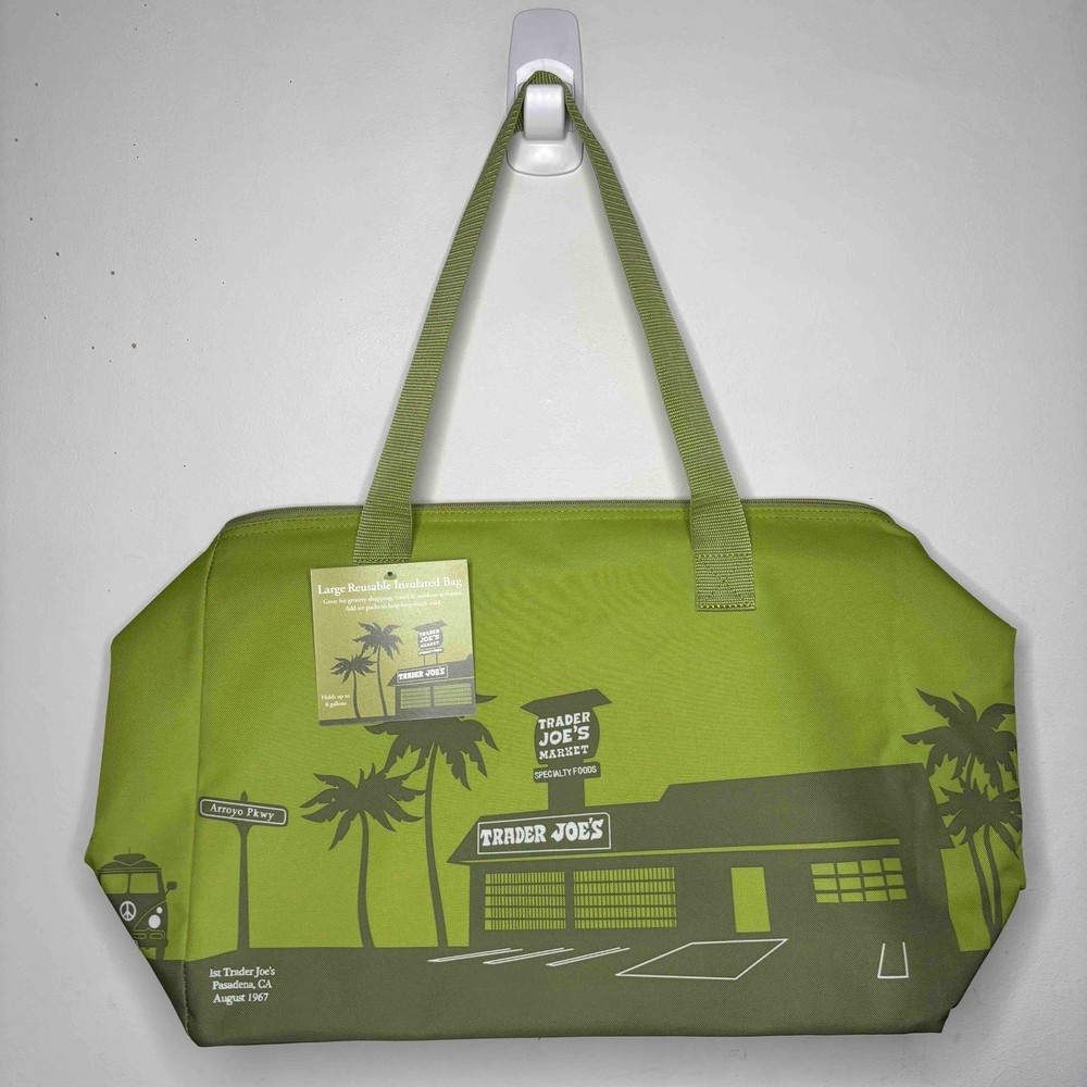 Trader Joe’s Large Reusable Insulated Cooler Grocery Tote Bag — Olive Green NWT!