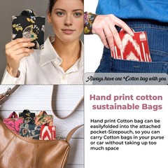CPC Mix Cotton Floral Foldable Reusable Shopping Tote Bag 15×16 Inch