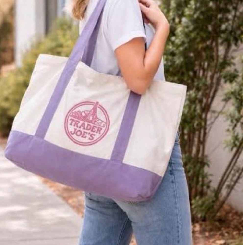 Trader Joe’s Canvas Limited Release Tote Shopping Bag LARGE Lavender – NWT