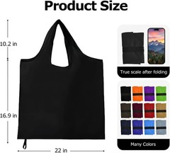 Foldable Shopping Bag, Washable Reusable Grocery with Holder, Nylon Lightweight