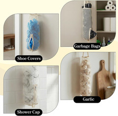 2 Pack Mesh Grocery Bag Holder, Hanging Grocery Bag Holder for Plastic Bags, Reu