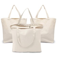 Blank Tote Canvas Bag with Zipper, 3pcs 19.7×15.7 inch Bags with Handles, 12o…