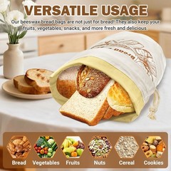 Large Cotton Beeswax Bread Bags, 13.4″ x 17″, Rustic Artisan Sketch