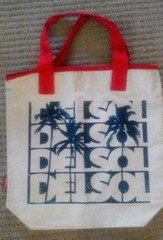 DEL SOL COLOR CHANGING CANVAS TOTE/SHOPPING/TRAVEL BAG W/PALM TREES