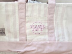 Trader Joe’s Limited Mini Canvas Pastel Striped Tote Bag Pink – Free Shipping