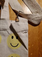 Enchante Smiley Faces 14″ Shoulder / Crossbody Canvas Reusable Shopping Tote Bag