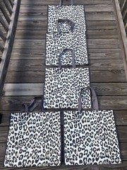 5 CHEETAH REUSABLE SHOPPING TRAVEL TOTE BAGS CHEETAH PRINT ECO FRIENDLY