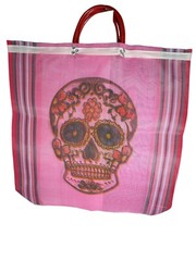 Skulls Mexican Mesh Tote Bag Day of the Dead Bolsa D Mercado Dia De Los Muertos