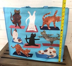 YOGA Cats TJ Maxx Reusable Shopping Bag Cute Exercise Kitty Cat Tote NEW
