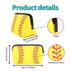 AJLTPA Cosmetic Bag Waterproof Neoprene Zipper 1 Count (Pack of 1), Softball