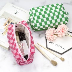 PAZIMIIK Checkered Makeup Bag for Purse Portable 1 PCS BOX POUCH, HOTPINK
