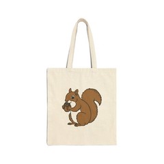 Squirrel and Acorn Cotton Canvas Tote Bag