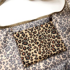 Foldable Tote Nylon Reusable Grocery Bag Set of 2, Leopard Print