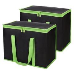 Insulated Grocery Tote Bag Large Capacity Food Cooler for Delivery Black Green