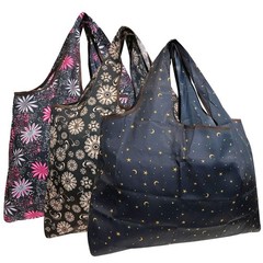 Large Foldable Tote Nylon Reusable Grocery Bag 3 Pack