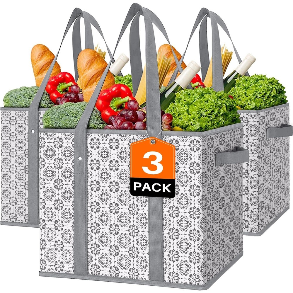 Reusable Grocery Bags 3 Pack,Large Grocery Tote Bag Water Resistant Shopping …