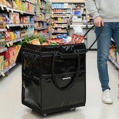 Rolling Shopping Bag with Wheels 142L Heavy-Duty Storage Organizer Large Black