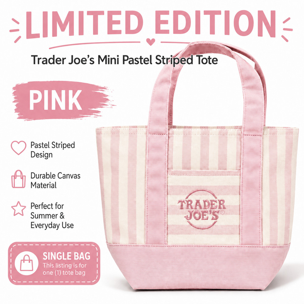 Trader Joe’s Mini Tote Bag Stripe Canvas Summer 2026 | Ships Today